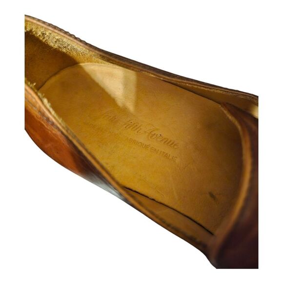 SAKS FIFTH AVENUE Trevor Brown Leather Loafers -‎ Size 9 1/2 - Picture 7 of 8